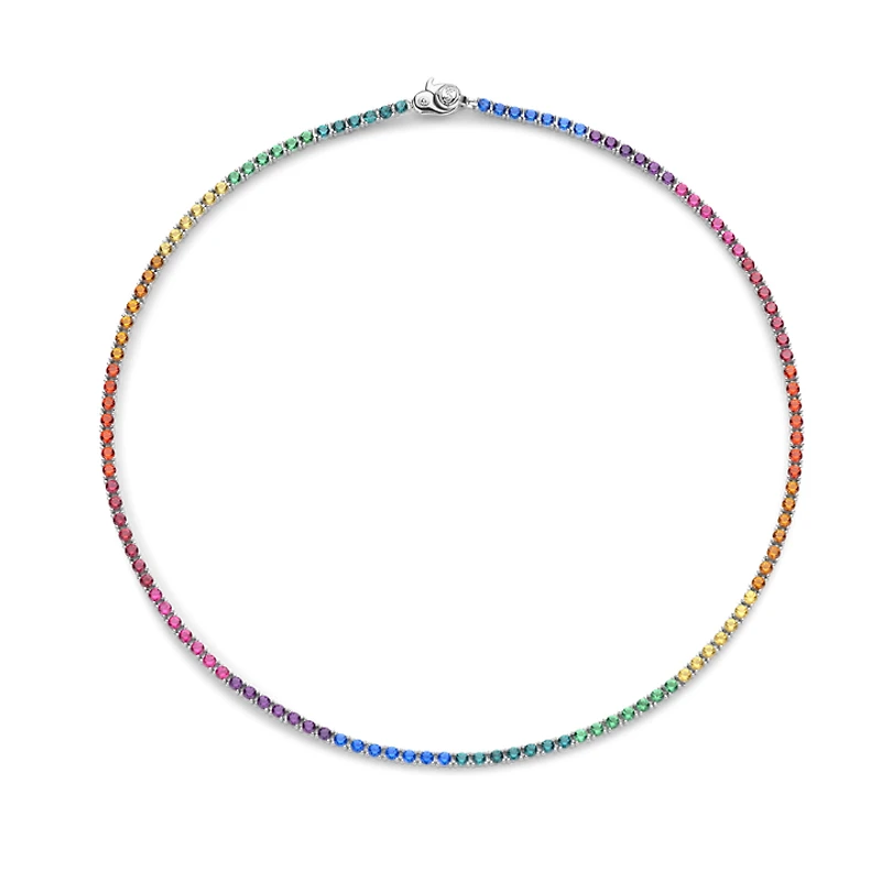 Rainbow Tennis Necklace 15.3''