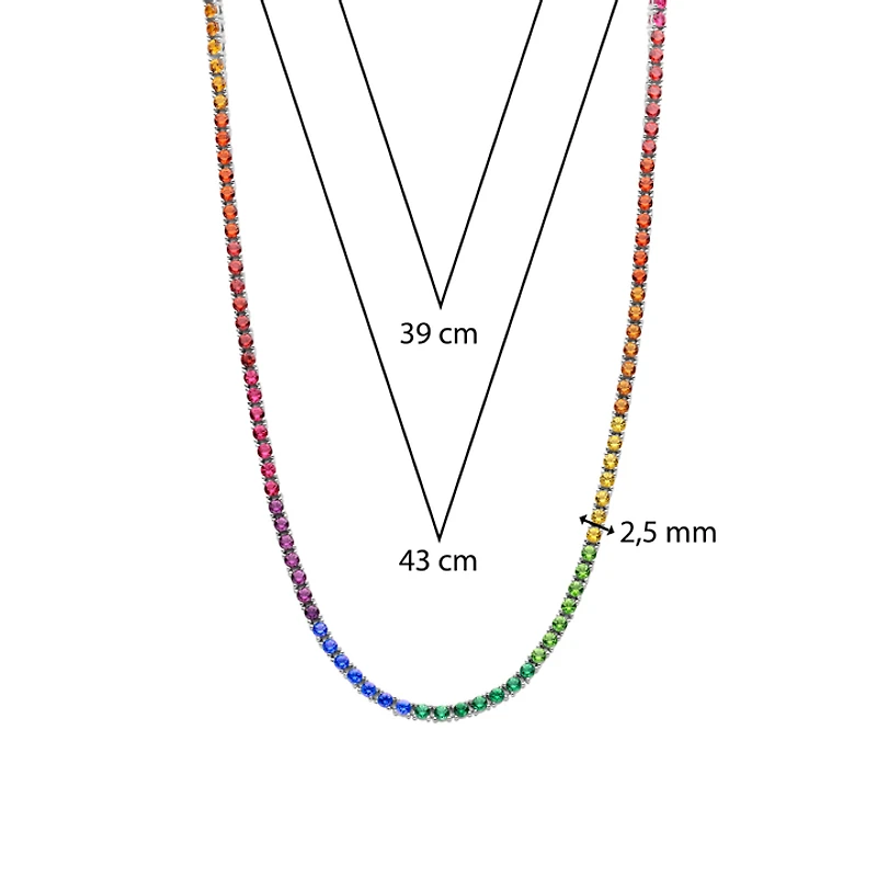 Rainbow Tennis Necklace 15.3''