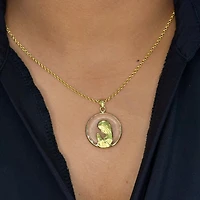 Virgen Nina 18K Gold Glass Pendant 25.5MM