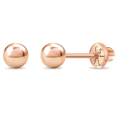 Rose Gold 4MM Kids Ball Earrings