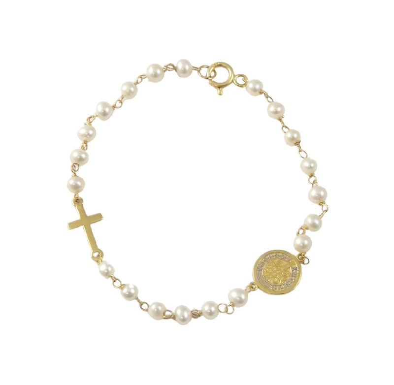 Cross and San Benito Pearl Bracelet