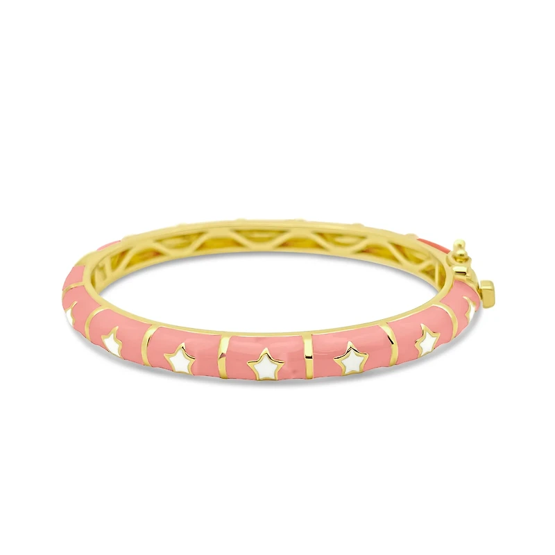Pink/White Stars Kids Bangle Bracelet