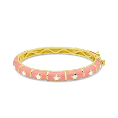 Pink/White Stars Kids Bangle Bracelet
