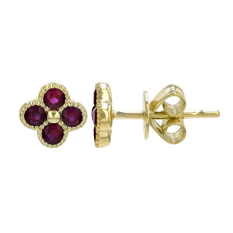 Clover Red Rubies Stud Earrings
