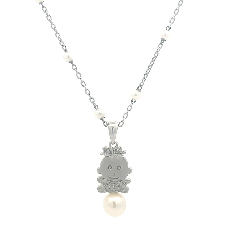 Baby Girl on a Pearl Necklace