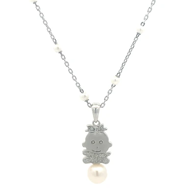 Baby Girl on a Pearl Necklace