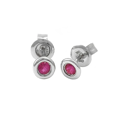 Birthstone Stud Earrings - White Gold