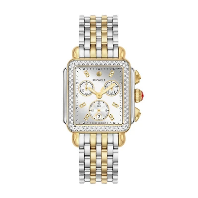 Deco Diamond Two Tone High Shine 35MM Chrono Watch