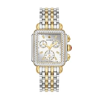 Deco Diamond Two Tone High Shine 35MM Chrono Watch
