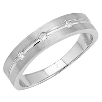Three Diamond Brushed White Gold Band