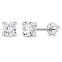 White Gold Zirconia 4MM Kids Earrings