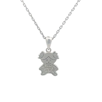Girl Pigtails Diamond Necklace