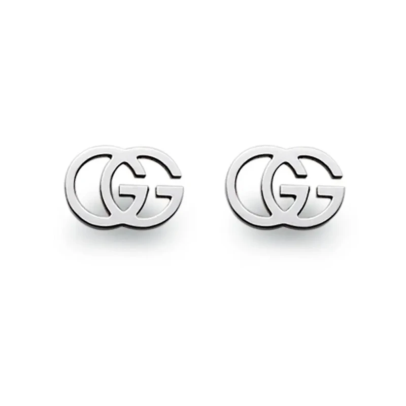 Gucci GG 18K White Gold Logo Single Earring