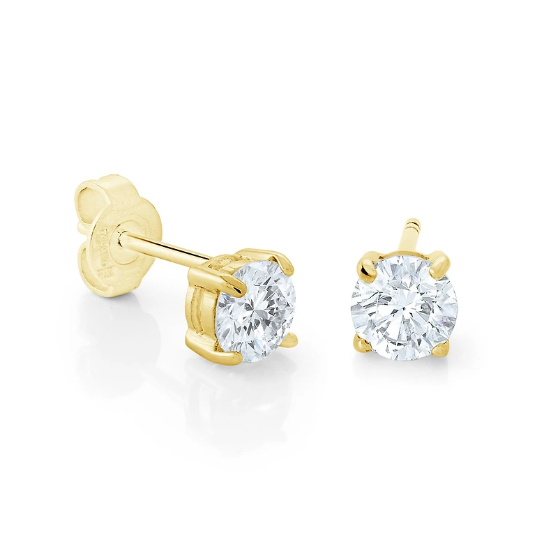 6MM Zirconia Yellow Steel Stud Earrings
