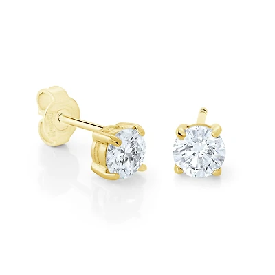 6MM Zirconia Yellow Steel Stud Earrings