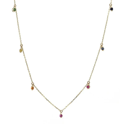 Colorful Sapphire Dangles Necklace