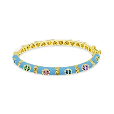 Blue Colorful Ladybug Kids Bangle Bracelet