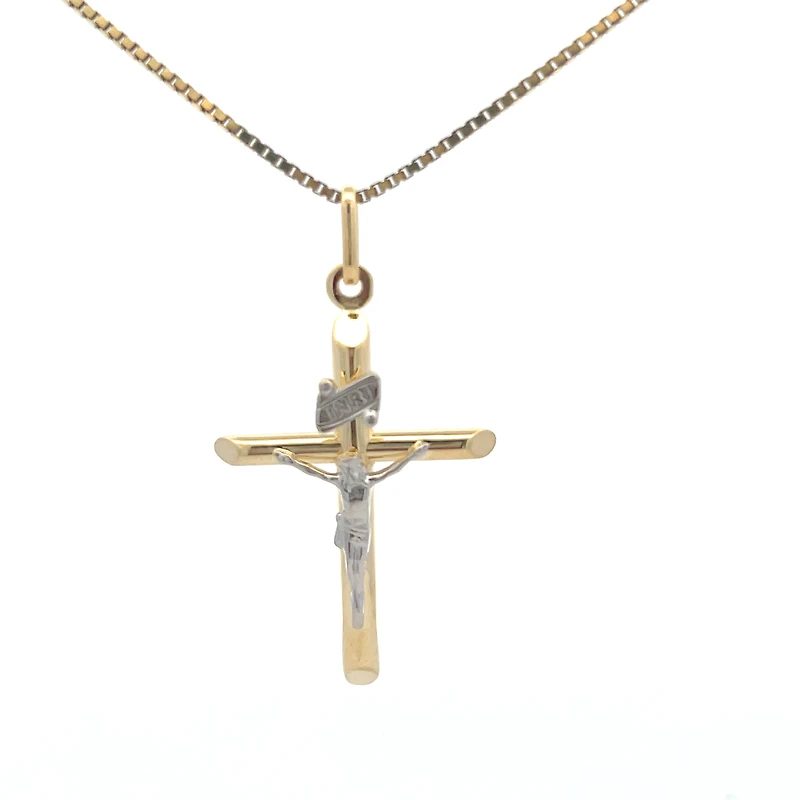 Two Tone Crucifix 31MM Pendant