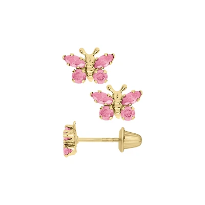 Birthstone Butterfly Kids Stud Earrings - October
