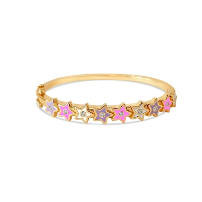 Pink, Purple White Stars Kids Bangle Bracelet