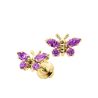 Birthstone Butterfly Kids Stud Earrings - February