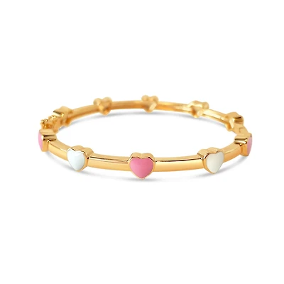 Pink and White Hearts Kids Bangle Bracelet