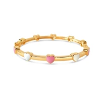 Pink and White Hearts Kids Bangle Bracelet