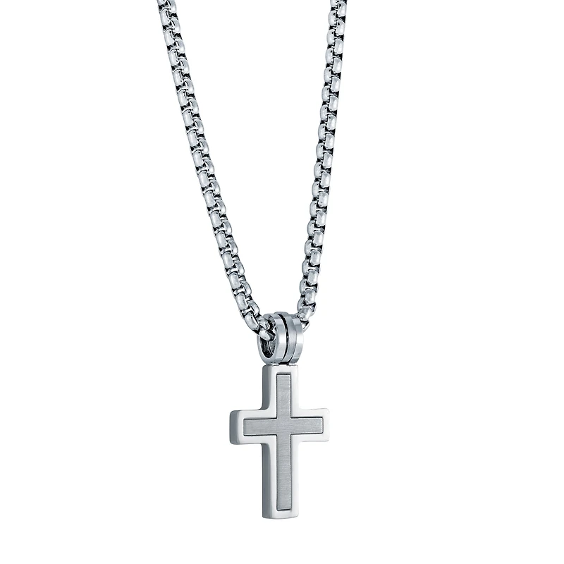Brushed Cross Necklace