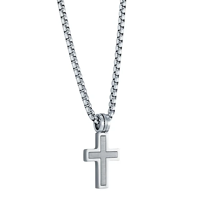 Brushed Cross Necklace