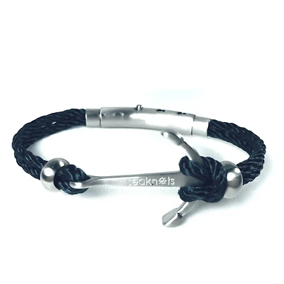 Anchor Beads Double Cord Clasp Steel Bracelet