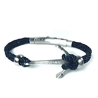 Anchor Beads Double Cord Clasp Steel Bracelet