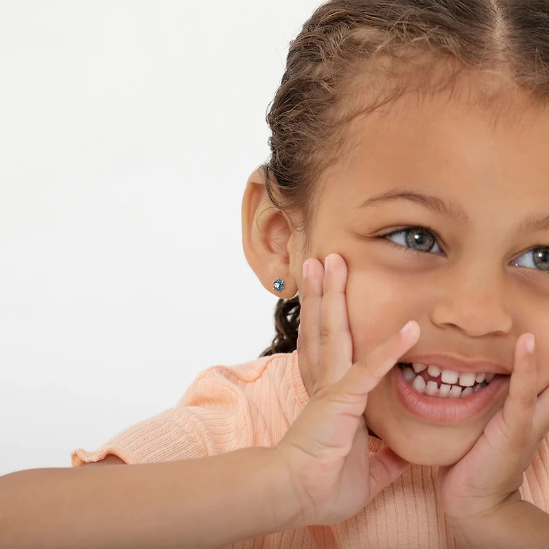 Aqua Blue Flower Kids Earrings