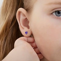 Birthstone White Gold Heart Kids Earrings