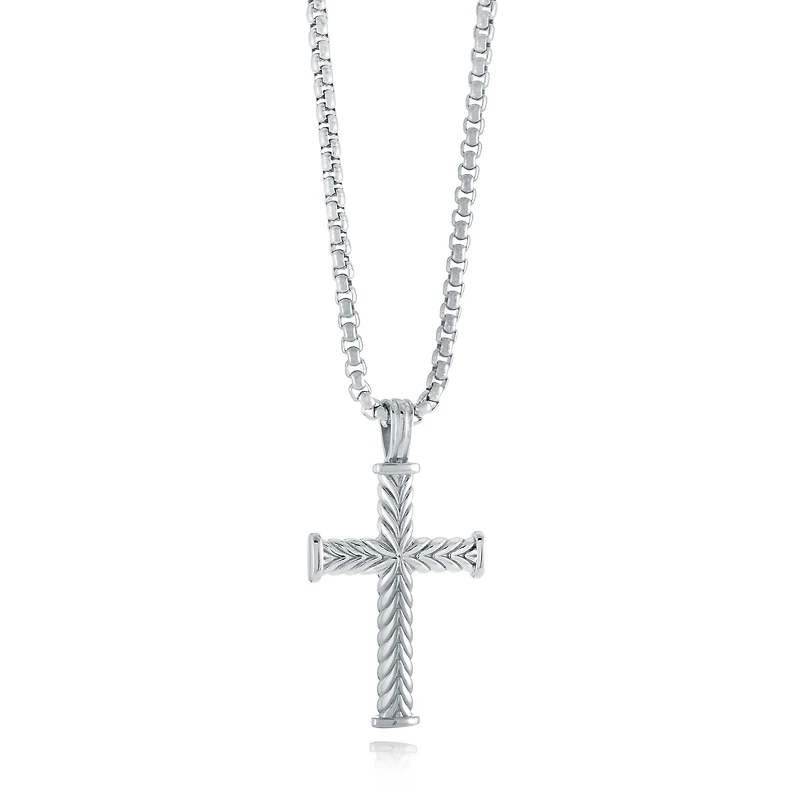 Chevron Cross Steel Necklace