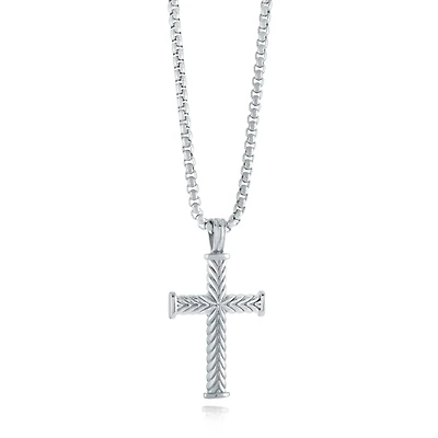 Chevron Cross Steel Necklace