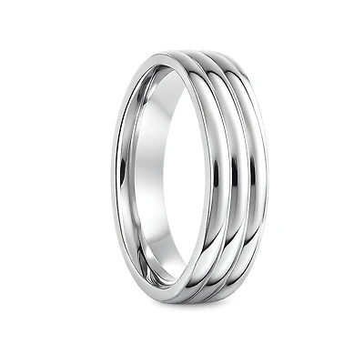 6MM Three Dome Wedding Ring White Gold