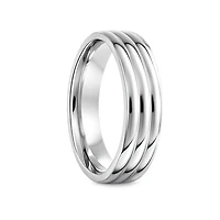 6MM Three Dome Wedding Ring White Gold