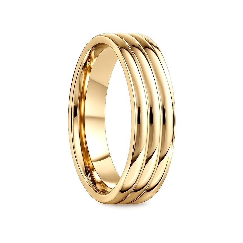 6MM Three Dome Wedding Ring Yellow Gold