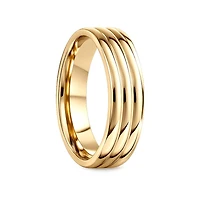 6MM Three Dome Wedding Ring Yellow Gold