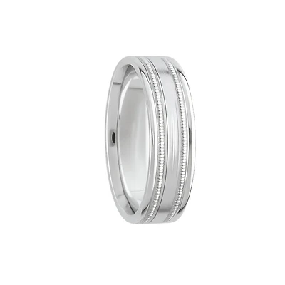 6mm Polished Milgrain Pattern Wedding Band