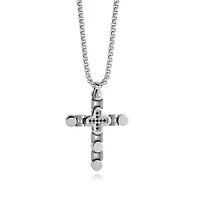 Brushed/Polished Black CZ Cross Necklace