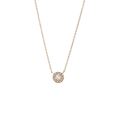 Diamond Halo Gold Necklace