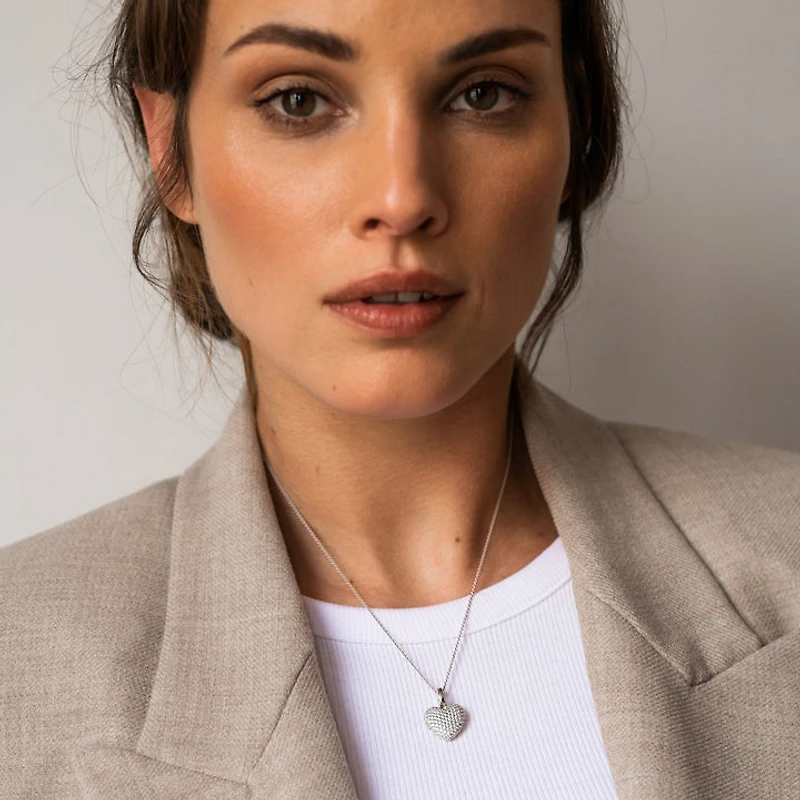 Puffy Heart Pave Necklace