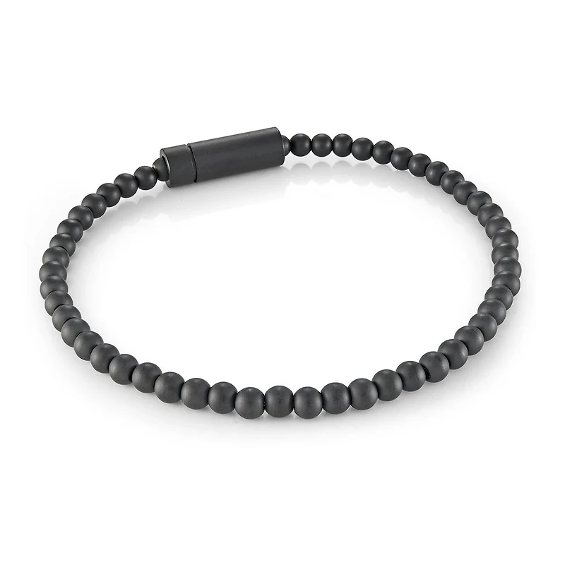4MM Black Beads Steel Bracelet