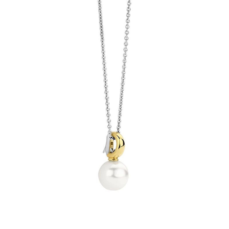 Graceful Pearl Two Tone Necklace
