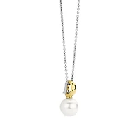 Graceful Pearl Two Tone Necklace