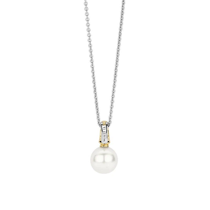 Graceful Pearl Two Tone Necklace