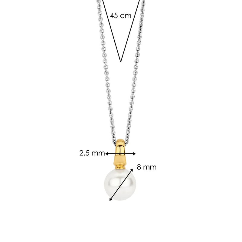 Graceful Pearl Two Tone Necklace