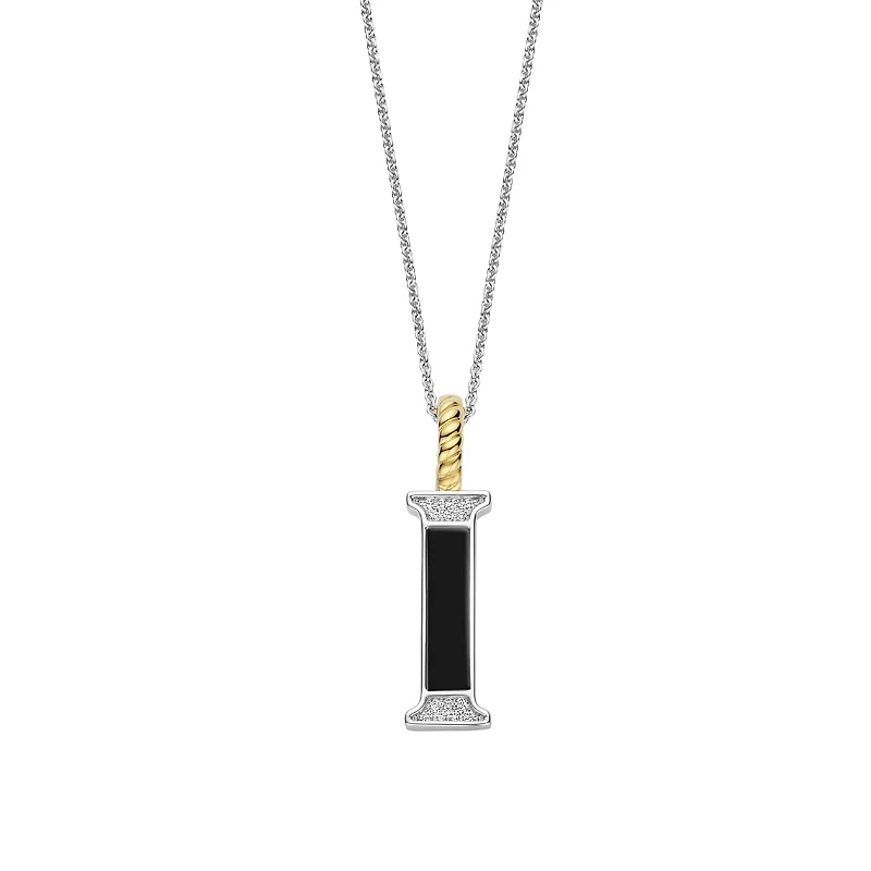 Initial Necklace Black