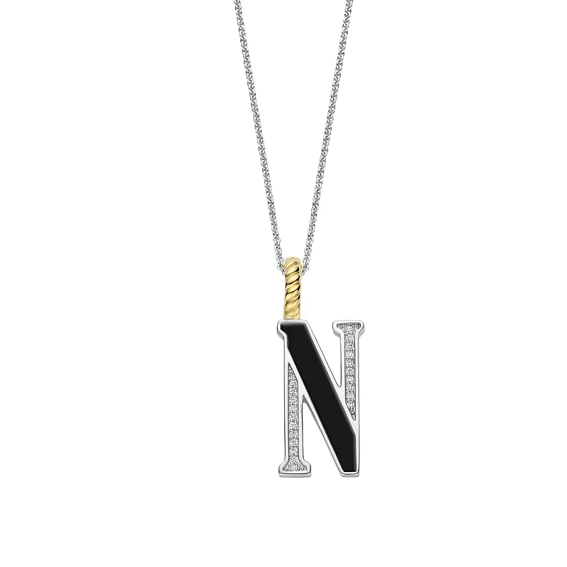 Initial Necklace Black